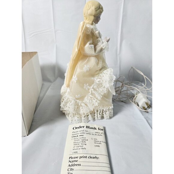 Vintage Angel Tree Topper Porcelain Head 10 Light Taiwan 72" Cord MCM Christmas - Picture 6 of 9